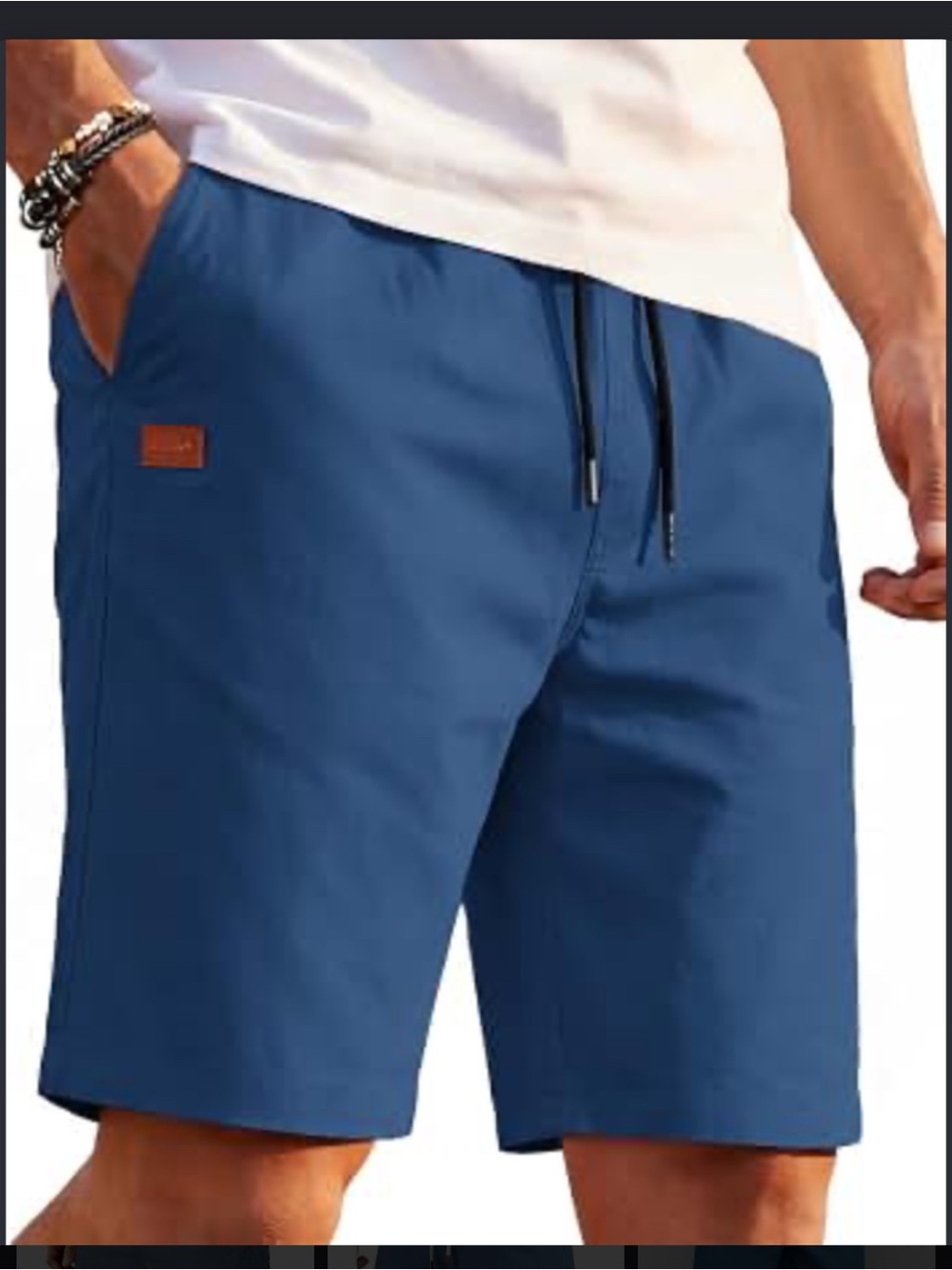 Coofandy Drawstring Shorts in Blue with Black Cord